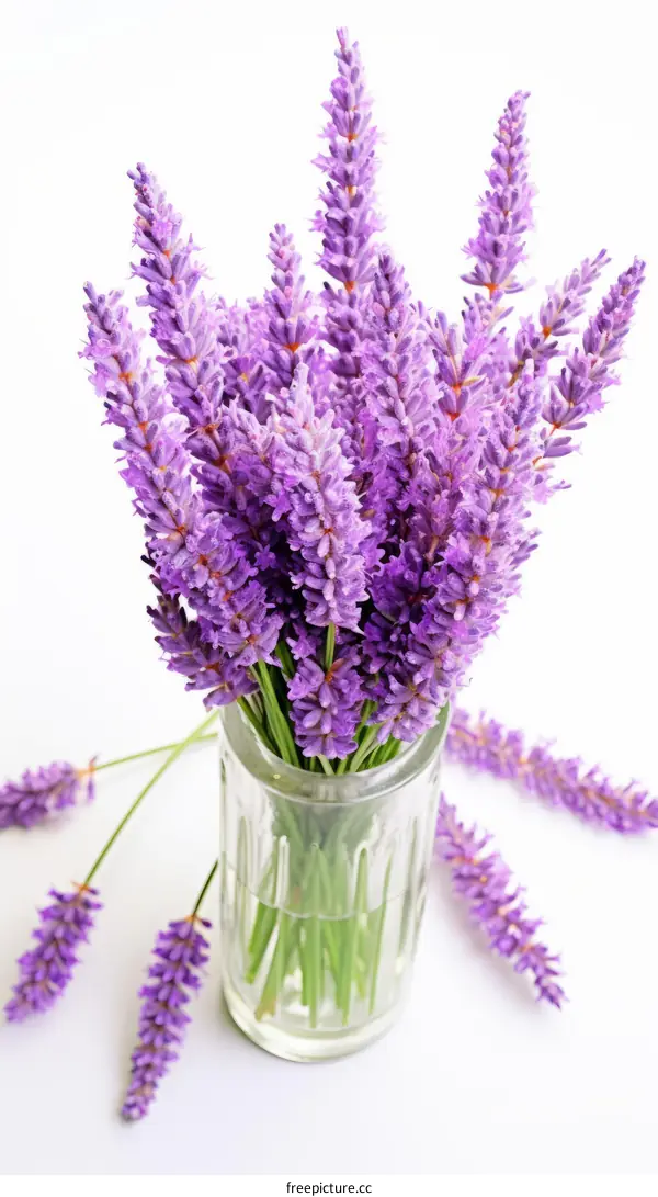 Mesmerizing Bouquet of Purple Lavender Flowers in a Glass Vase