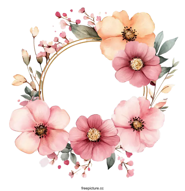 [Transparent Background PNG]Delicate Floral Wreath Illustration
