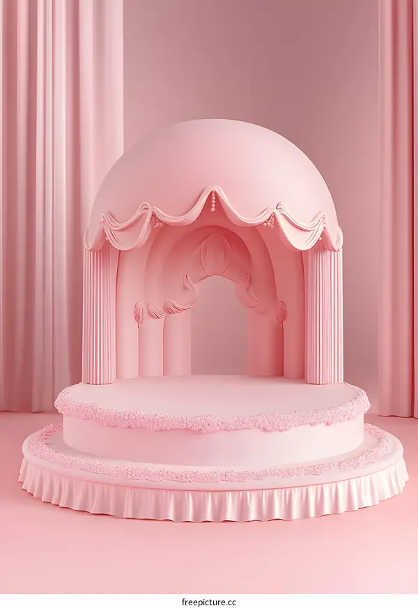 Pink Stage with Curtains and Lace