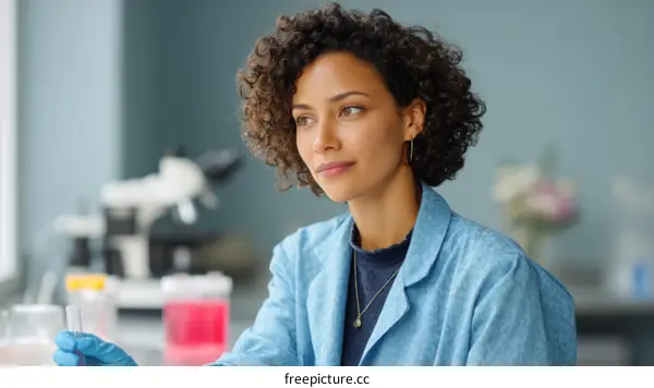 Focused Female Scientist in a Laboratory Setting