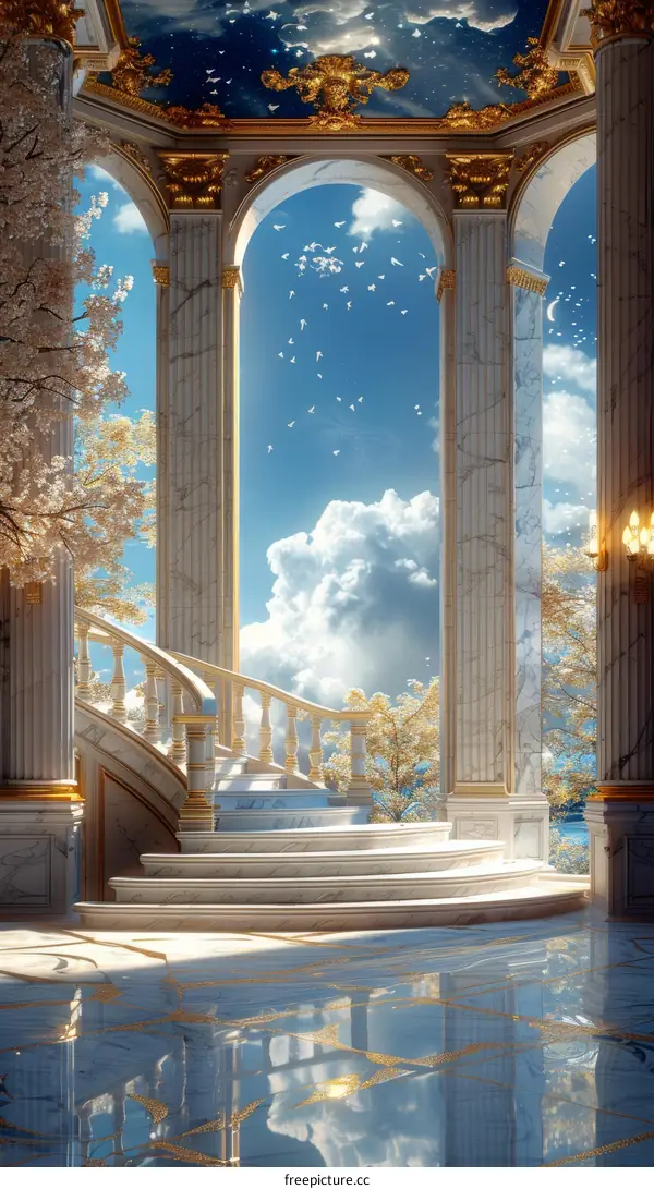 Magical Staircase to the Sky in a Dreamy Palace