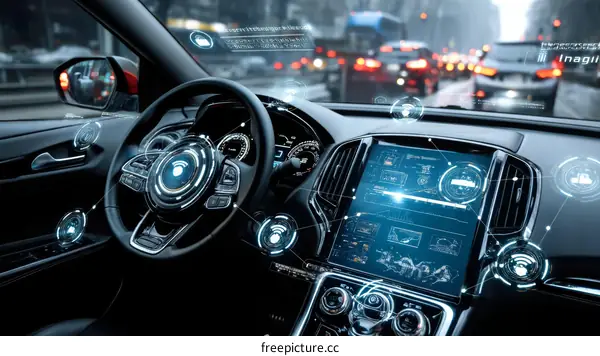 Futuristic Car Interior with Advanced Technology