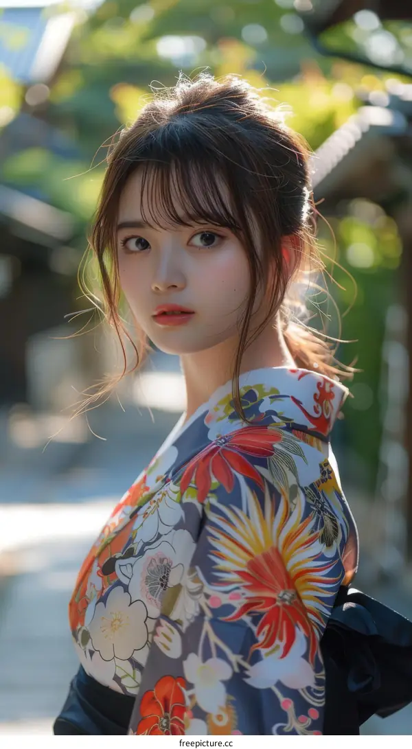 Young Asian Woman in Traditional Kimono