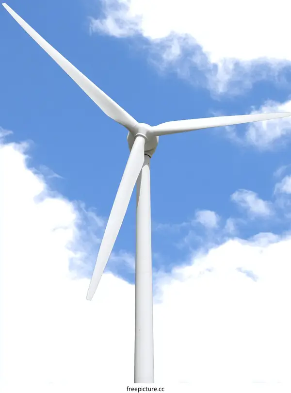 Powerful Wind Turbine Against a Clear Blue Sky