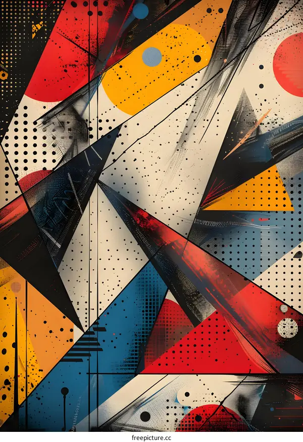Abstract painting with geometric shapes