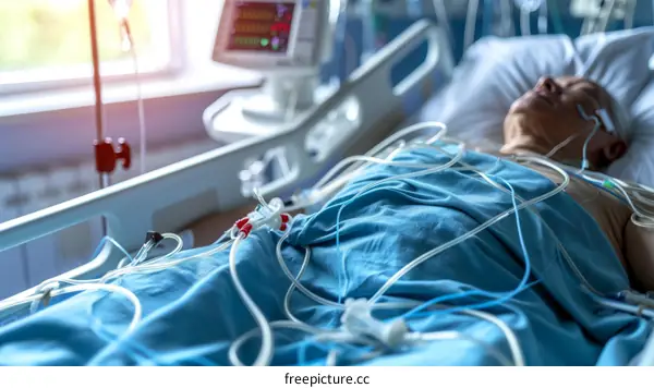 Elderly patient in hospital bed