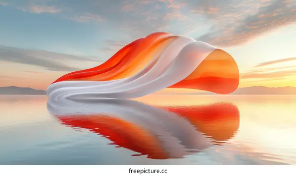 Abstract Artistic Wave in Sunset