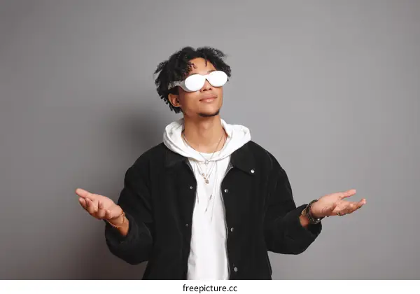 Stylish Black Man with Futuristic Glasses