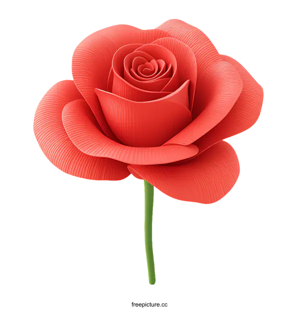 [Transparent Background PNG]3D Red Rose Illustration