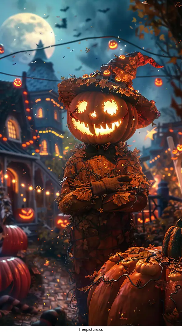 Halloween Pumpkin Head Scarecrow