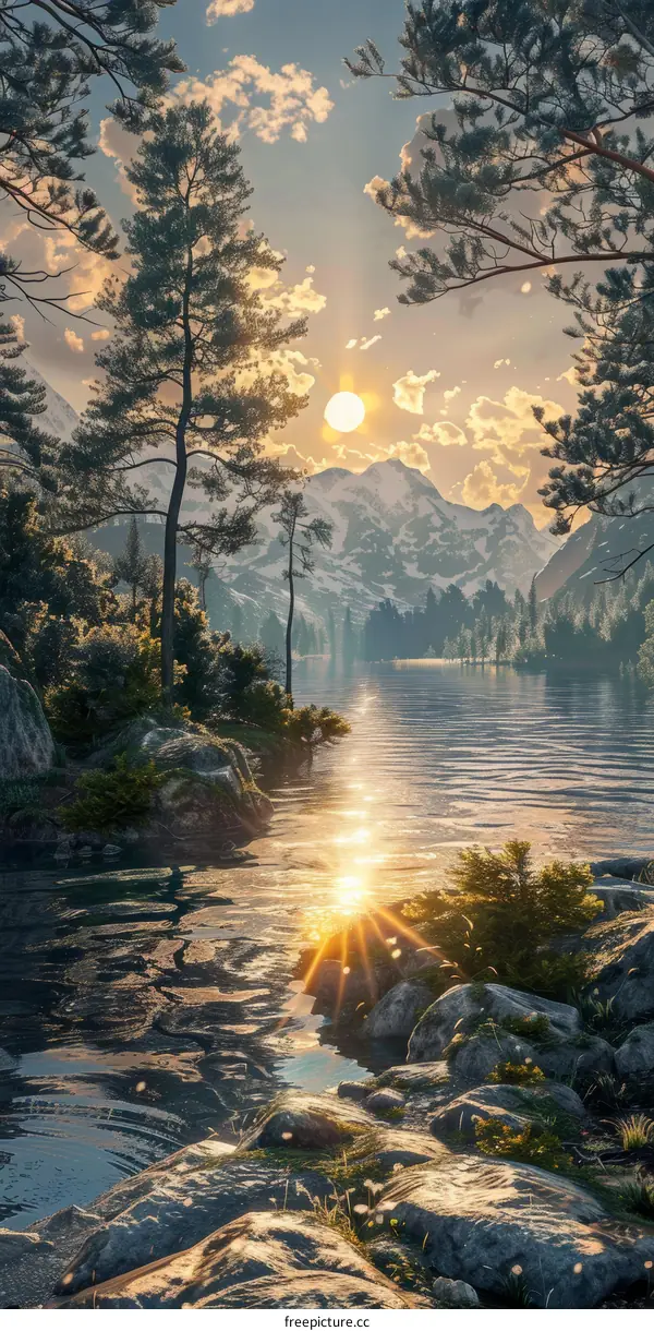 Serene Mountain Lake at Sunset