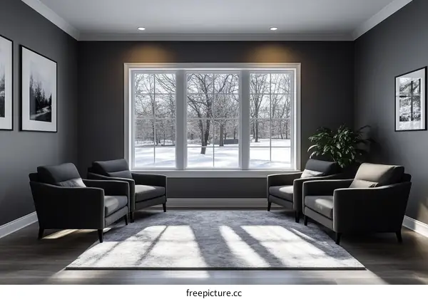 Modern Cozy Living Room with Large Window