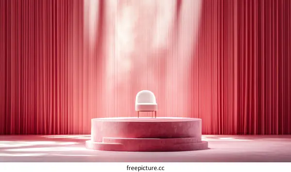 Pink Stage Setting with Spotlight and Chair