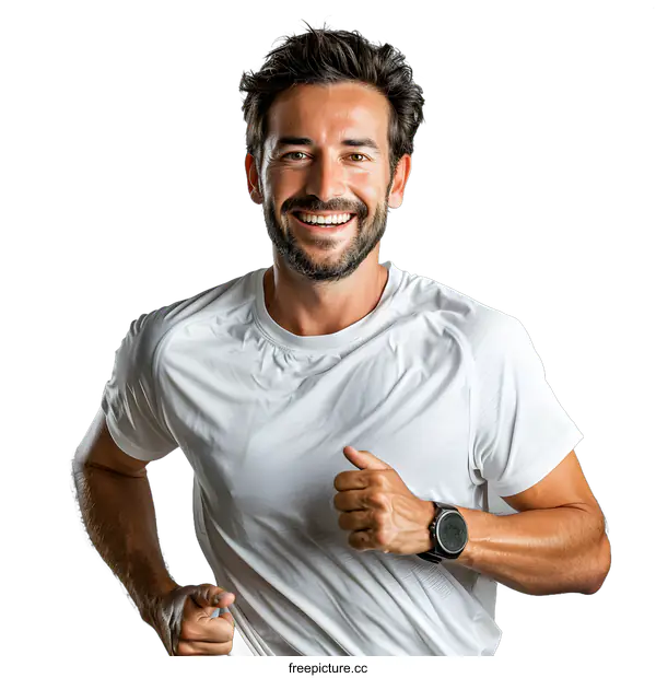 [Transparent Background PNG]Happy young man running