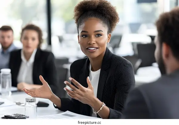 Black Business Woman Leading a Meeting