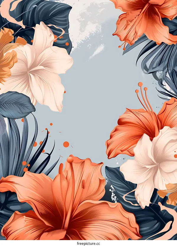 Floral Background with Orange and White Flowers
