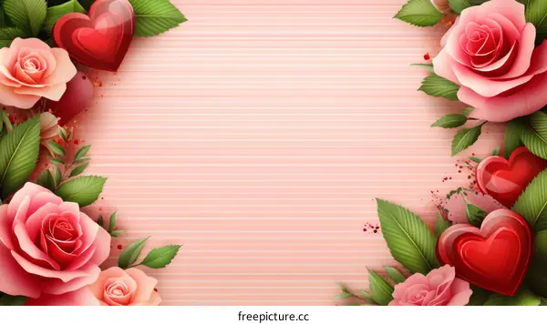 Romantic Rose and Heart Illustration Background
