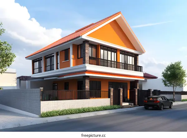 Orange Modern House Exterior Design
