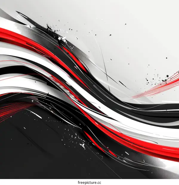 Abstract Black, Red, White Lines Painting
