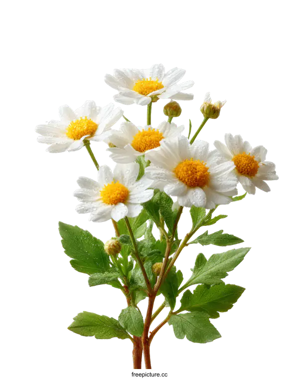[Transparent Background PNG]Close Up of Beautiful White Chamomile Flowers Bouquet