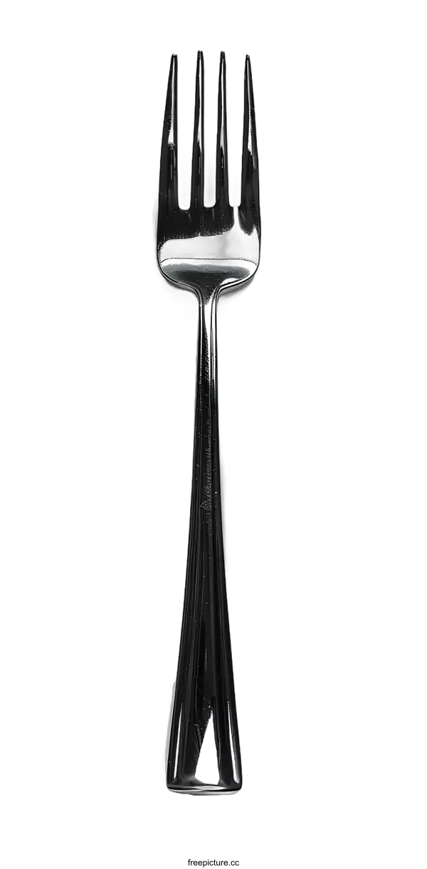 [Transparent Background PNG]Close up of a Silver Fork on a White Background