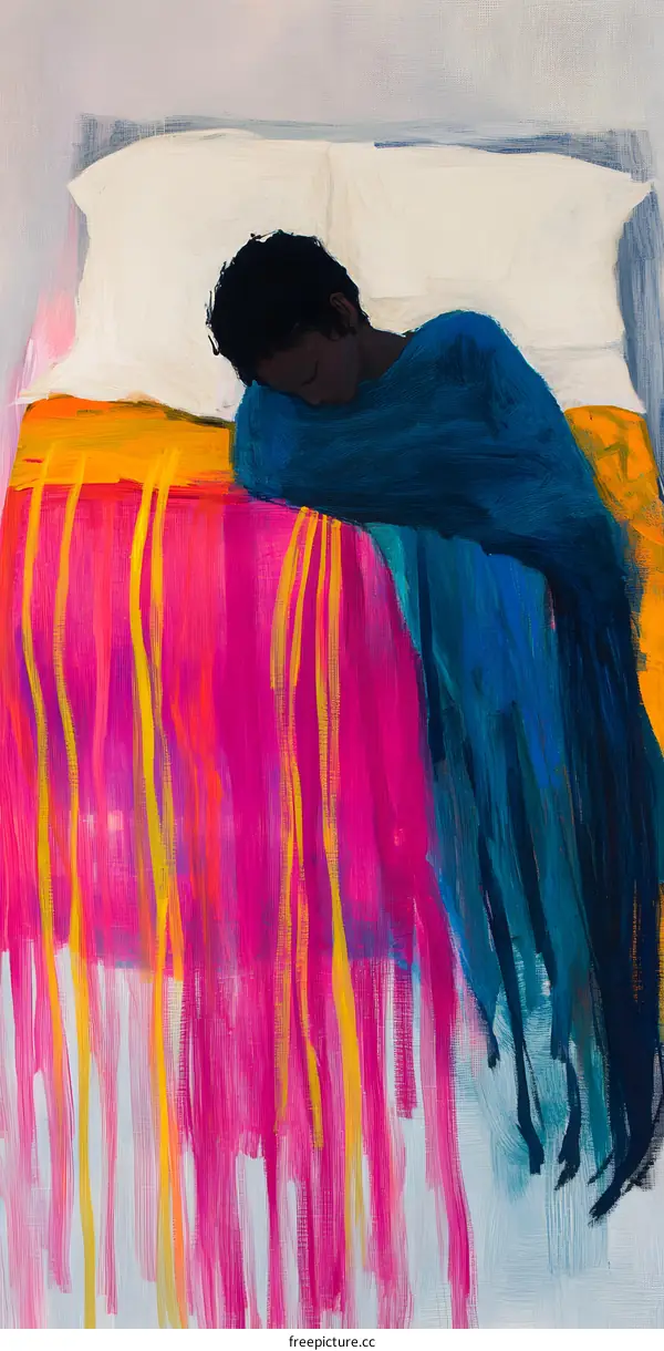 Abstract Painting of Black Woman in Bed