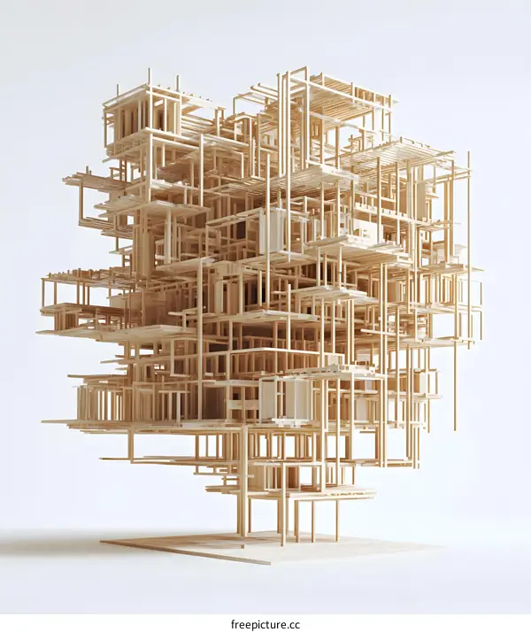 Wooden Structure Abstract Architecture Model Design