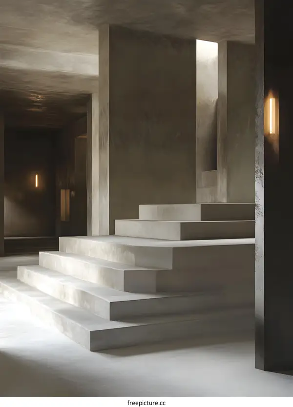 Minimalist Concrete Staircase in Modern Interior Design