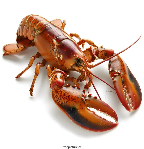 A large lobster on a white background