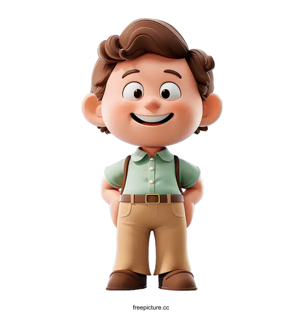 [Transparent Background PNG]Smiling Cartoon Boy Character Illustration