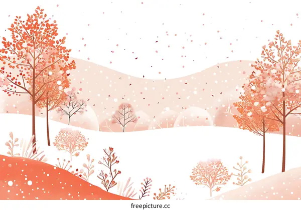 Winter Landscape with Snowfall and Trees