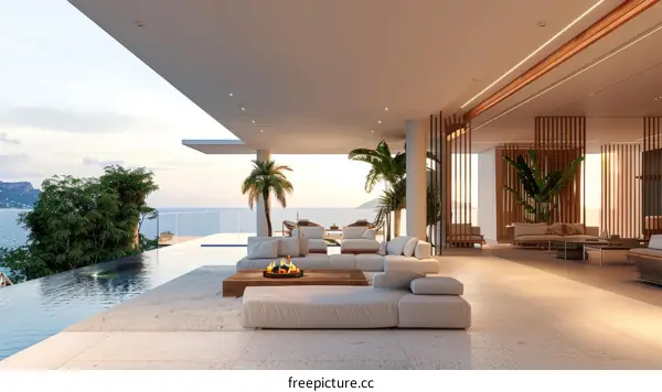 Modern luxury villa with stunning ocean views