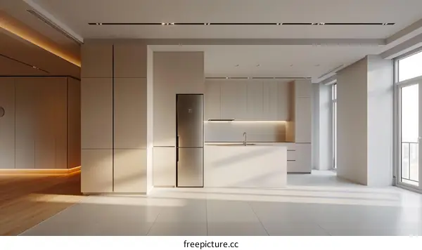 Luxurious European Style Kitchen Interior with Large Window