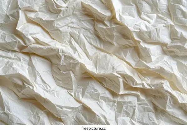 Close-up of crumpled white paper texture background