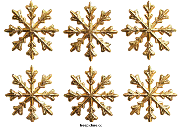 [Transparent Background PNG]Golden Snowflakes on White Background