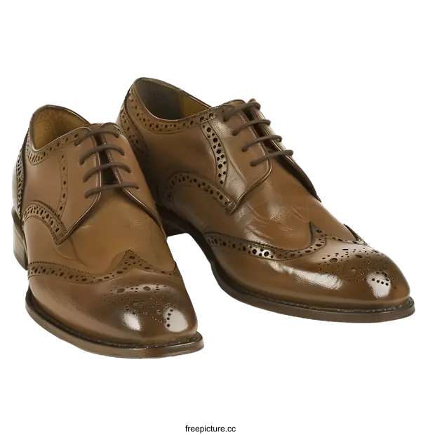[Transparent Background PNG]Brown leather shoes on white background