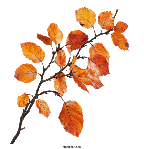 [Transparent Background PNG]Autumnal Branch with Vibrant Leaves