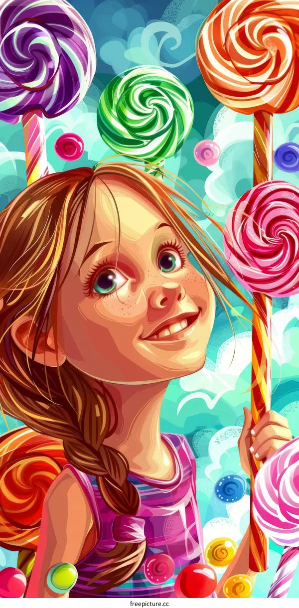 Little Girl Holding Lollipops
