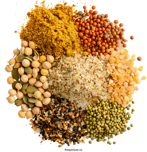 [Transparent Background PNG]Assortment of Spices and Seasonings on White Background