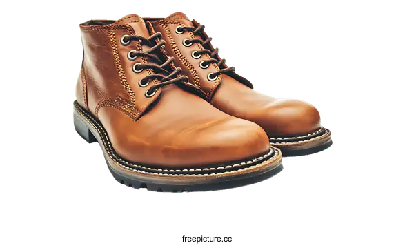 [Transparent Background PNG]Pair of Brown Leather Work Boots