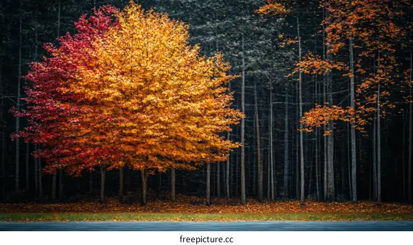 Autumn Colors Stand Out in the Forest
