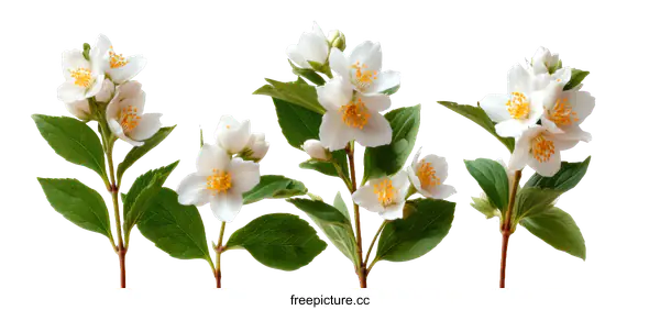 [Transparent Background PNG]Beautiful White Jasmine Flowers in Close-up
