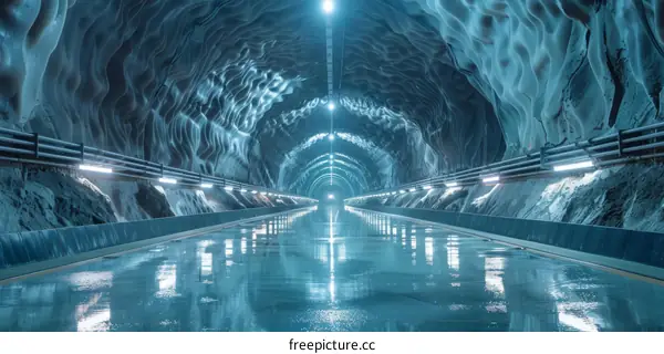 Futuristic Tunnel Carved Through Solid Ice