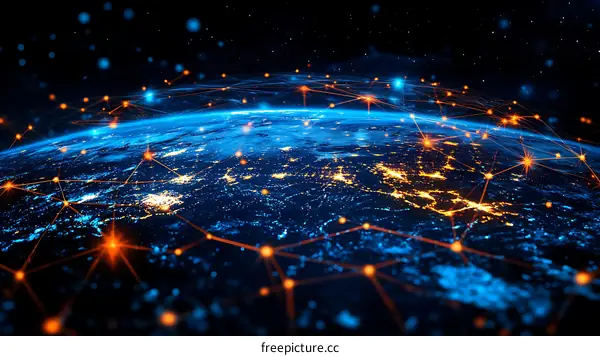 Global Network of Earth with Cities and Connections