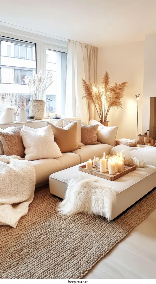 Modern Beige Living Room Interior Design