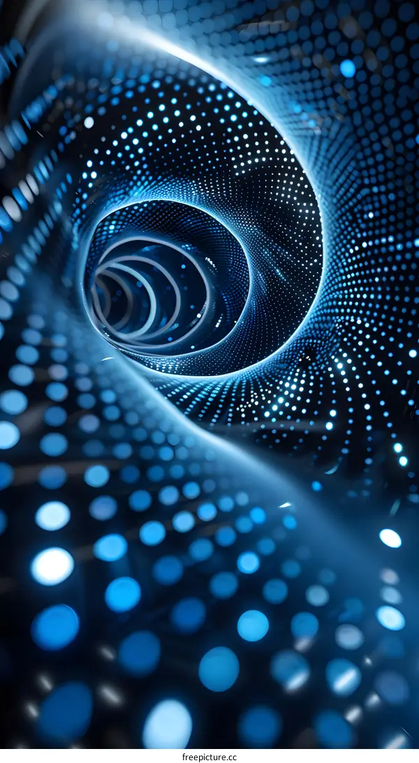 Blue Abstract Tunnel of Light and Dots