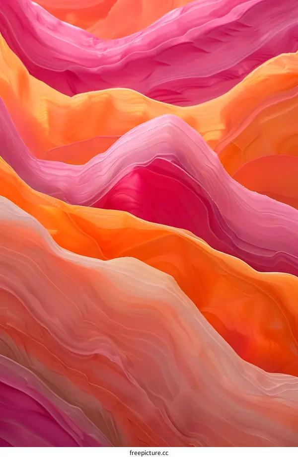 Abstract Wavy Background With Peach Pink and Orange Colors