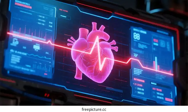 Heart Monitor Interface with EKG Wave and Vital Sign Data