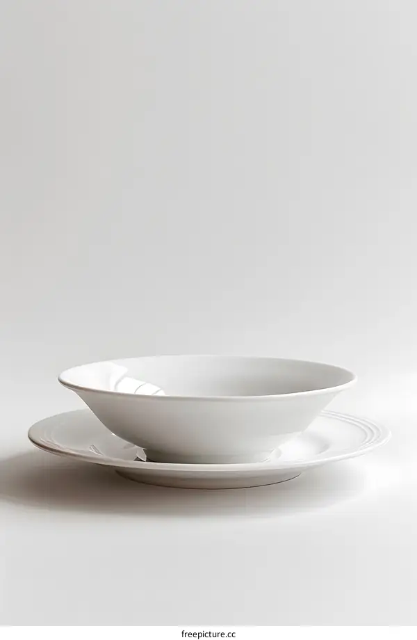 White ceramic bowl with a plate