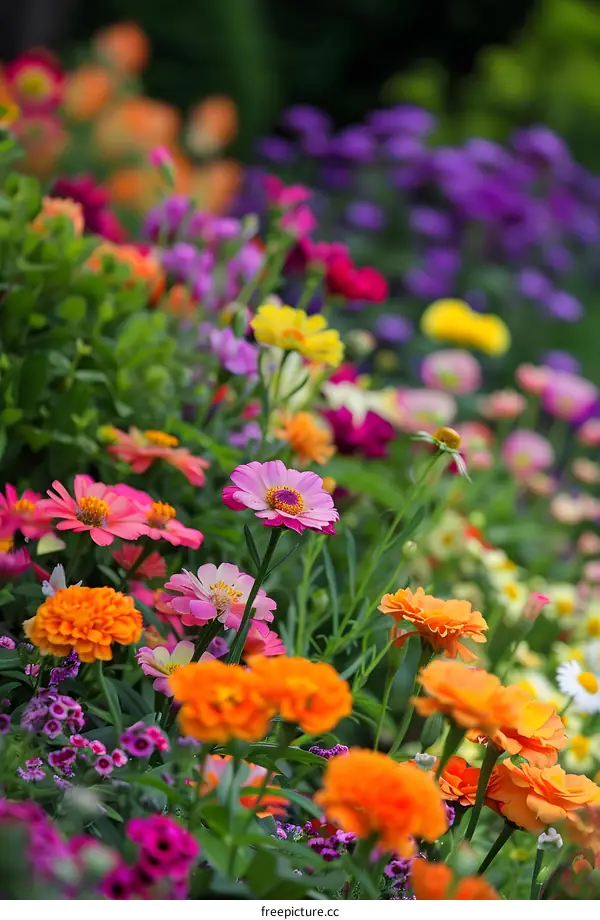 Colorful Flowers Blooming in a Garden